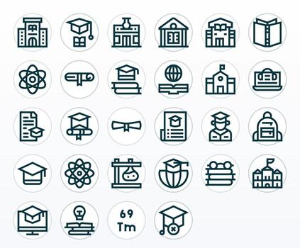 28 Bold Line Pixel Optimized Icons crafted for University 128x128 applications vector
