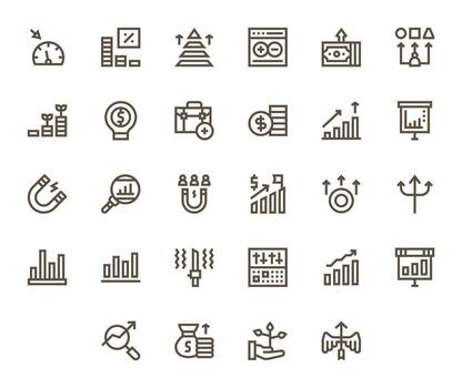 28 Bold Line Icons for Increase in crisp 256x256 Display Perfect resolution vector