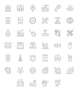 40 Thin Line Icons designed for Wireless in 256x256 Pixel Optimized format vector