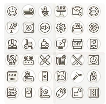Disable Grid Fitted Set with 36 128x128 Bold Line Icons vector
