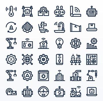 automatización icono caja de herramientas presentando 36 píxel Perfecto 128x128 negrita línea elementos vector