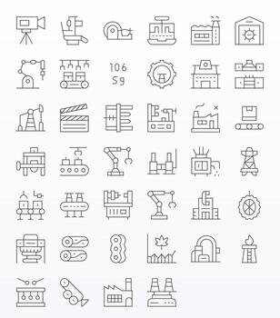 Production Scalable Set featuring 40 Grid Fitted Thin Line 128x128 Icons vector