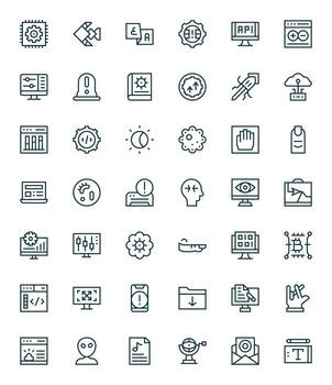 software escalable conjunto presentando 42 píxel alineado regular línea 256x256 íconos vector