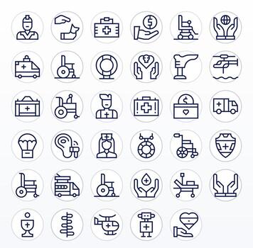 35 128x128 Icons for Aid in Display Perfect Regular Line Format vector