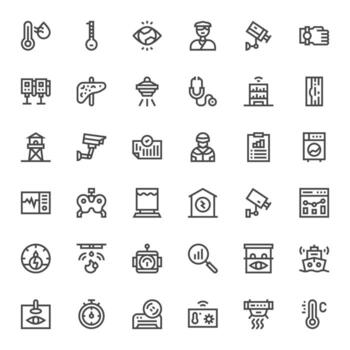 supervisión diseño íconos presentando 36 editable negrita línea estilo vector