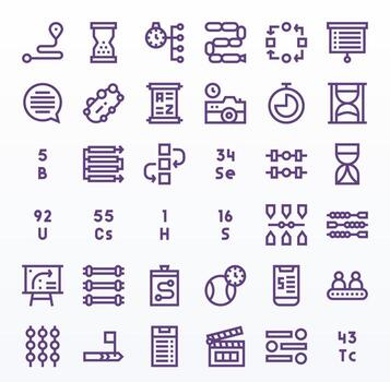 36 negrita línea editable vectores para secuencia tema