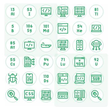 36 Bold Line Pixel Aligned Icons for Code Graphics vector