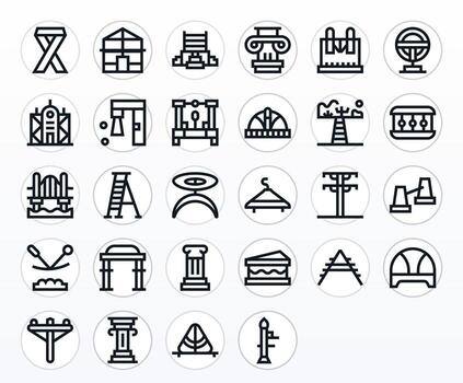 Support Structure Retina Ready Icon Pack with 28 Bold Line Pixel Aligned Elements vector