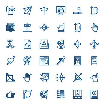 Bold Line Grid Fitted Icons from Arrow Set with 36 High Resolution Icons vector