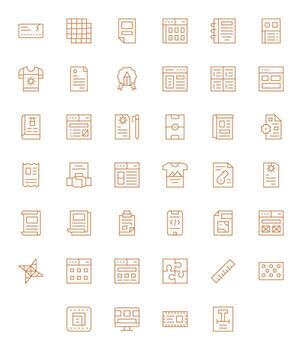 Thin Line Style Template Icons with 40 High Resolution Detail Enhanced Designs vector