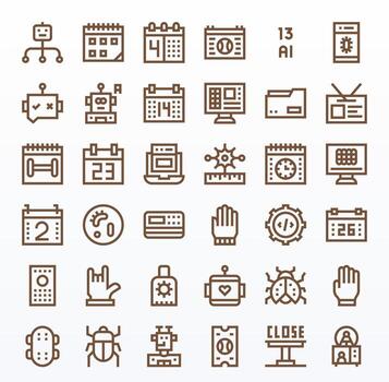 36 64x64 Bold Line Icons for Program with Display Perfect precision vector