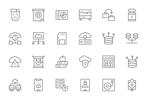 Backup Modern Collection with 24 Thin Line 128x128 Pixel Optimized Icons vector