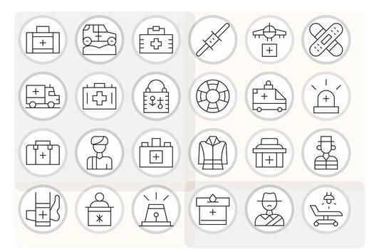 24 Delgado línea píxel optimizado íconos para primero respondedor gráficos vector