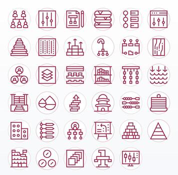 35 Icons for Levels featuring 64x64 Editable Regular Line Graphics vector