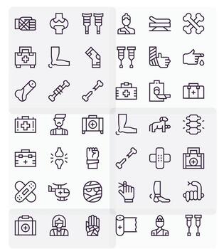 42 256x256 Icons for Injury in Display Perfect Regular Line Format vector