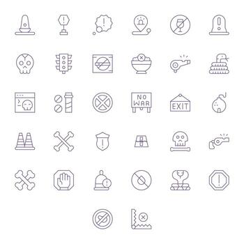 Caution Modern Collection with 32 Thin Line High Resolution Pixel Aligned Icons vector