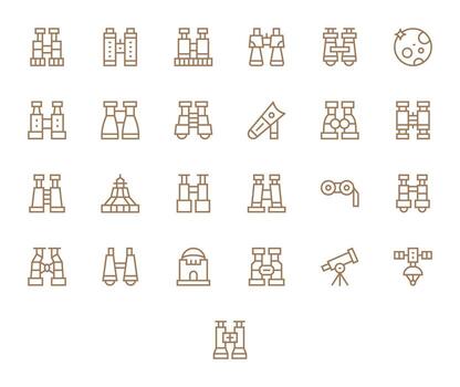 25 Display Perfect Icons themed around Telescope in 256x256 Regular Line format vector