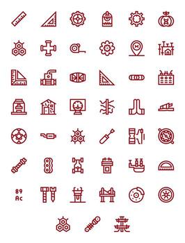 45 cuadrícula equipado íconos temática alrededor Ingenieria en 256x256 negrita línea formato vector