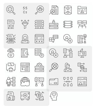 40 128x128 Thin Line Icons for Database with PIXEL Perfect precision vector