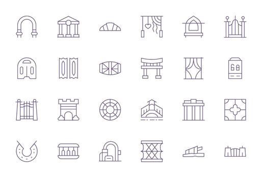 Arch Complete Package with 24 128x128 Thin Line Display Perfect Icons vector