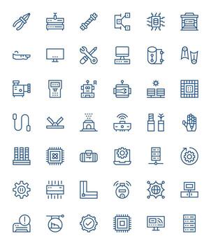 Hardware Graphics Pack including 42 Regular Line High Resolution Detail Enhanced Icons vector