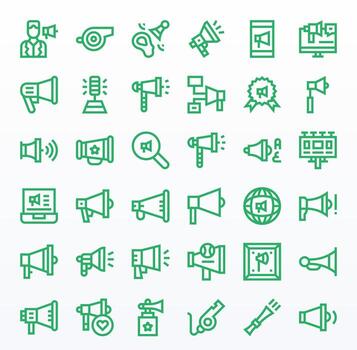 36 Bold Line Icons designed for Megaphone in 256x256 Display Perfect format vector