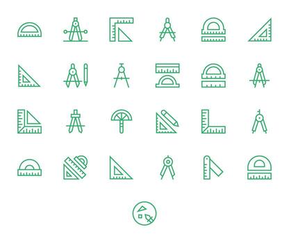 25 256x256 Regular Line Grid Fitted Icons for Protractor Projects vector