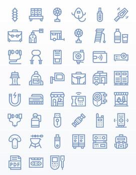 Portable 128x128 Icon Pack with 45 Bold Line Display Perfect Elements vector