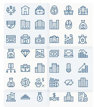 Investment Icon Set with 42 Regular Line 128x128 Pixel Optimized Graphics vector