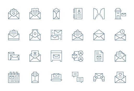 Correspondence Icon Toolkit featuring 24 Pixel Optimized High Resolution Thin Line elements vector