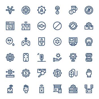 controlar alto resolución icono paquete con 36 negrita línea píxel alineado elementos vector