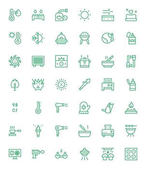 Heat Professional Set with 42 Regular Line Grid Fitted 256x256 Icons vector