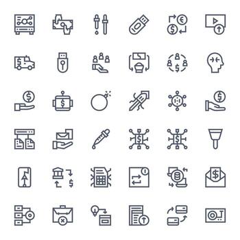 36 negrita línea píxel optimizado íconos hecho a mano para transferir 128x128 aplicaciones vector