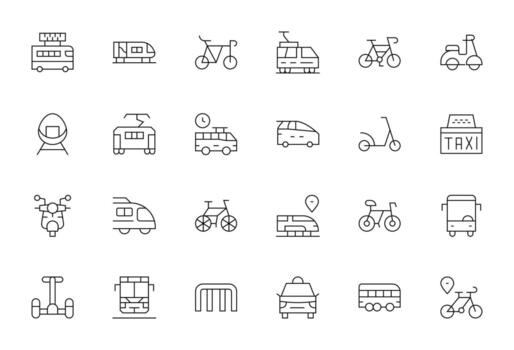 Commuter Digital Pack containing 24 Display Perfect Thin Line High Resolution Icons vector