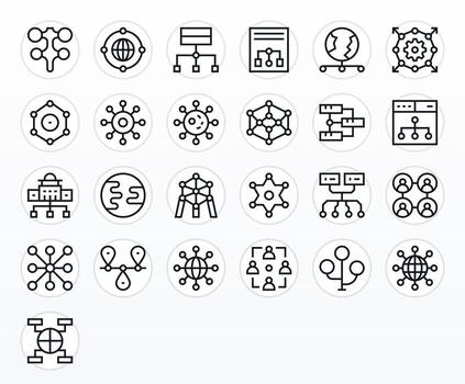 25 regular línea detalle mejorado diseños para Enlaces alto resolución íconos vector