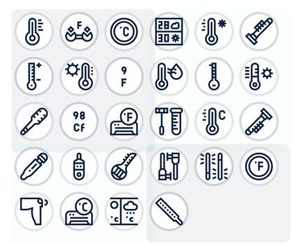 28 alto resolución píxel optimizado íconos para Celsius en negrita línea tema vector