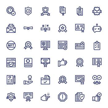 Validation Pixel Optimized Set with 36 High Resolution Bold Line Icons vector