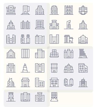 40 Thin Line Pixel Aligned Icons tailored for Skyscraper Retina Ready interface vector