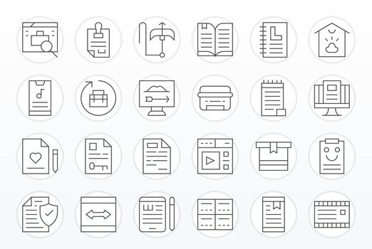 File Digital Pack containing 24 Pixel Optimized Thin Line 64x64 Icons vector