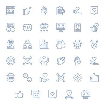 Positive Feedback Comprehensive Bundle with 35 Display Perfect Regular Line 256x256 Icons vector