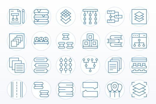 Grouping Icon Collection featuring 24 PIXEL Perfect High Resolution Thin Line Designs vector