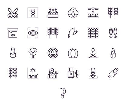 25 regular línea íconos desde cosecha en 256x256 píxel optimizado calidad vector