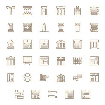 35 Regular Line Icons from Column in 256x256 Display Perfect Quality vector