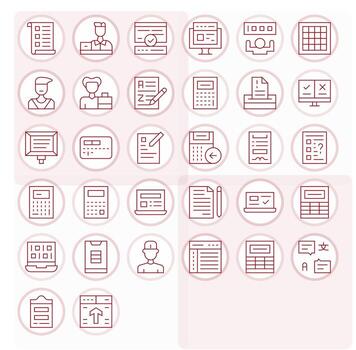 Data Entry Icon Arsenal with 32 High Resolution Thin Line PIXEL Perfect designs vector