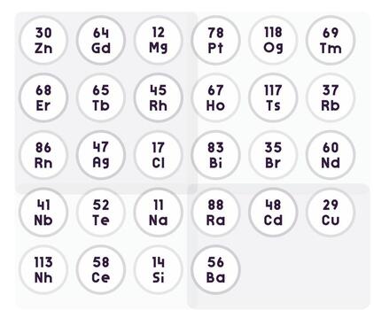 Atomic Number Graphics featuring 28 Bold Line Pixel Aligned High Resolution Designs vector