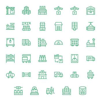 35 Regular Line Pixel Aligned Icons tailored for Supply Chain High Resolution interface vector