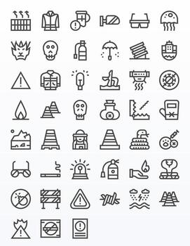 Hazard Exclusive Set featuring 45 Bold Line Pixel Optimized High Resolution Icons vector