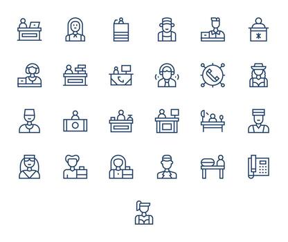 25 High Resolution Regular Line Icons for Receptionist with Editable precision vector