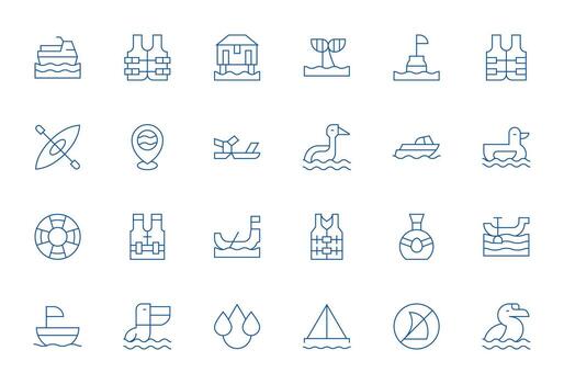 24 Icons inspired by Lake in Pixel Optimized Retina Ready Thin Line quality vector