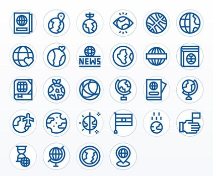World Exclusive Set featuring 28 Bold Line Pixel Optimized High Resolution Icons vector
